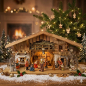 Preview: Festliche Weihnachtskrippe Aicha inkl. 15 tlg. Figurensatz ETA 2 - Maße Krippe ca. 69 x 29 x 34 cm